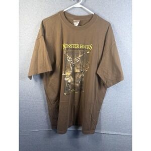 Team Realtree Shirt Mens 2XL Brown Monster Bucks Deer Hunting Graphic Outdoor